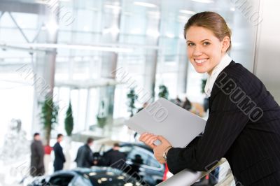 Woman in car center