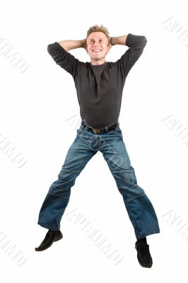 young man jumps