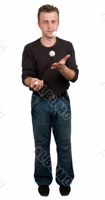 young man juggles