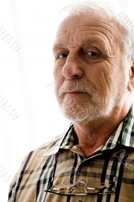 Bright white portrait of a grandfather