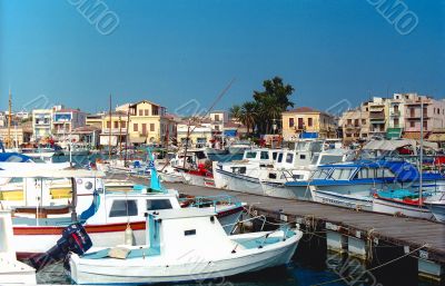View of a greek pier with quoddy boats
