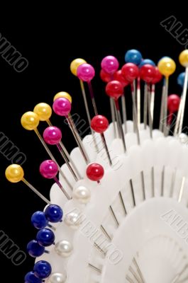 colored pin close up