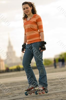 Smiling Rollerskating Girl