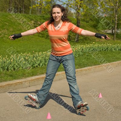 Smiling Rollerskating Girl