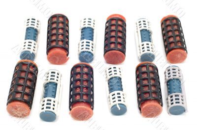 hair-rollers on white