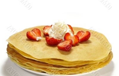 Pancakes and strawberry isolated