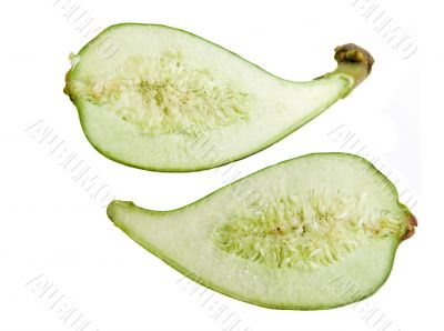 Two half of green fig