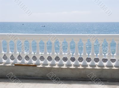 White balustrade on seacoast
