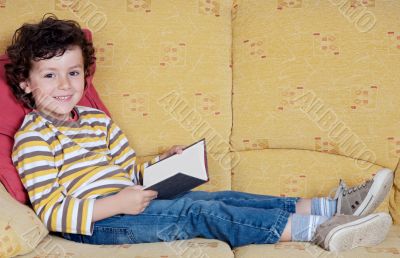 adorable boy reading