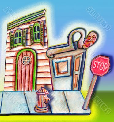 Corner Stop Sign