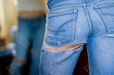 girl in old jeans