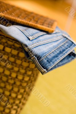 jeans in a basket