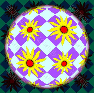 Yellow Black eyed Susan on Plaid sphere