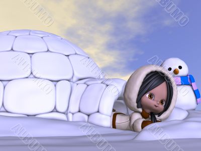 Toon Eskimo with Background