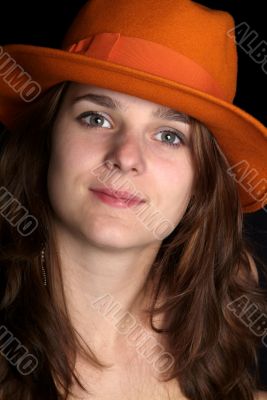 woman with orange hat