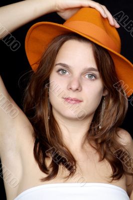 woman with orange hat