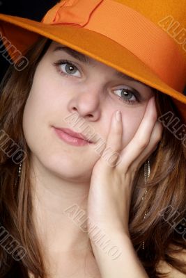 woman with orange hat