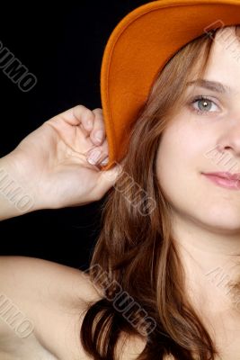 woman with orange hat