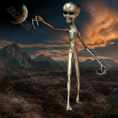 Alien with Background