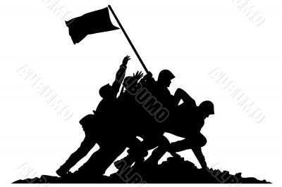 Soldiers with flag