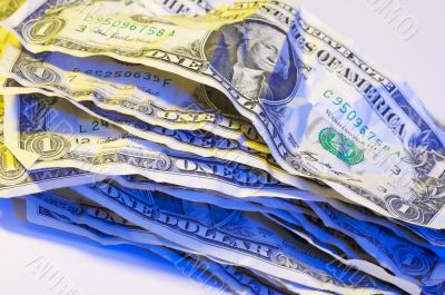 Pile of Crumpled Dollar Bills.