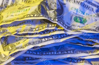 Pile of Crumpled Dollar Bills.