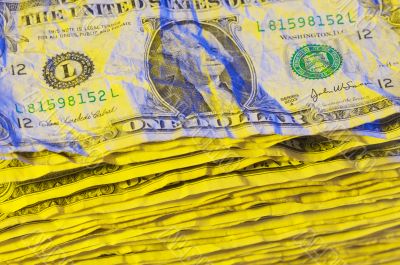 Pile of Crumpled Dollar Bills.