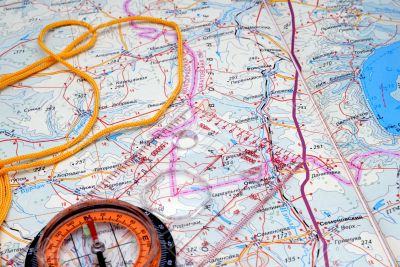 Fragment of a map with compass