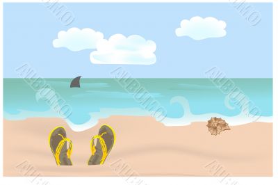 Slippers on the beach