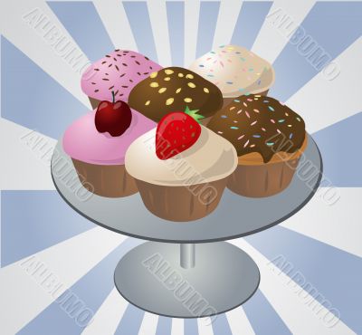 Cupcakes on tray