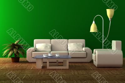 Interior of a living room. 3D image.