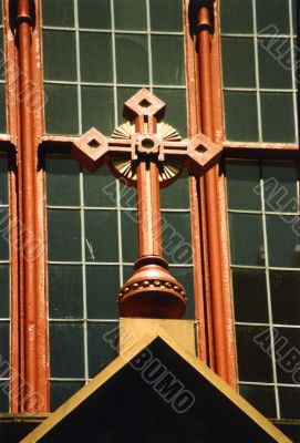 Church window detail of cross