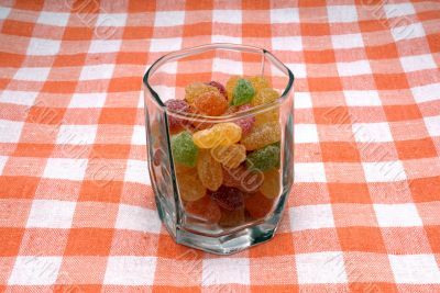 Glass with sugar candies