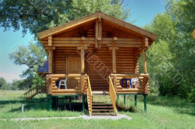 Porch of a wooden house.
