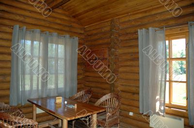Hall in the wooden house.