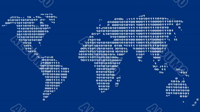 Map of the world from a binary code