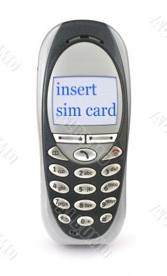 mobile phone with INSERT SIM CARD message