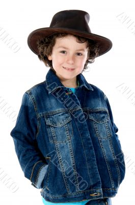 Child wearing a cowboy hat