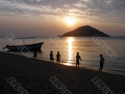 Sunset with children