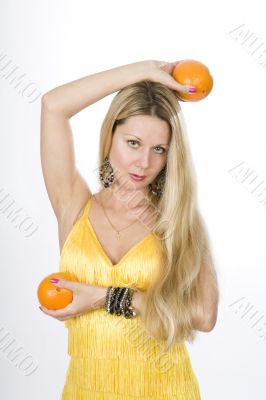 Long hair blonde with two oranges