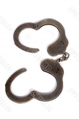 steel handcuffs. isolated on a white background.