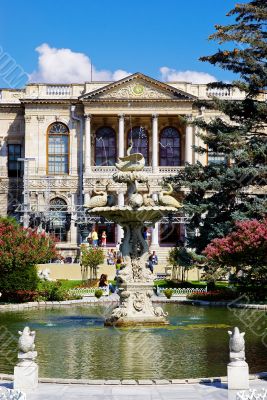 Fountain in Garden of Dolma Bahche Palace, Istanbul, Turkey