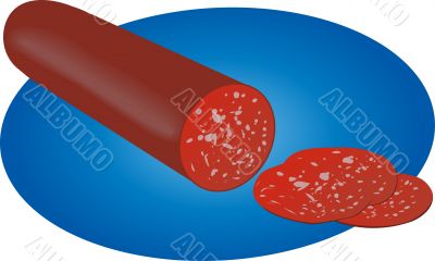 Pepperoni salami sliced illustration