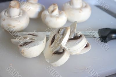 Sliced mushrooms