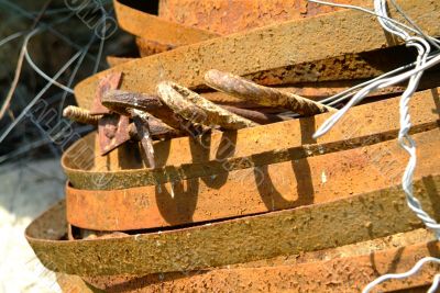 rusty spiral of metal