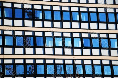 Modern Office Building with Window Reflections