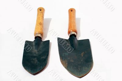 Two hand shovels