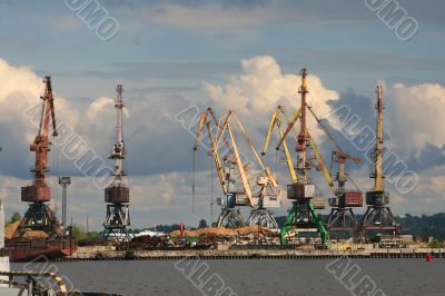 cranes in a port