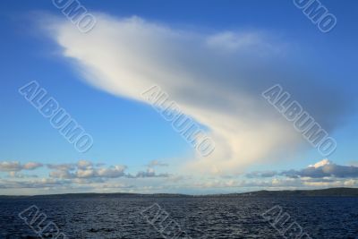 cloud above a lake
