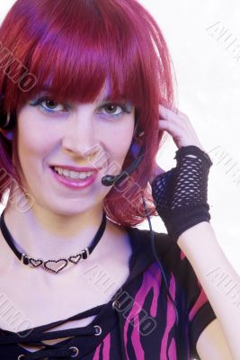 woman with headset
